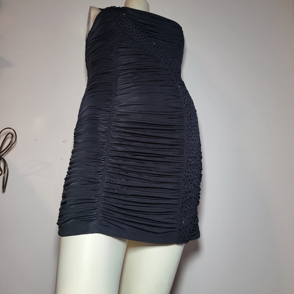 GRASS collection Size L one shoulder bodycon little BLACK dress - Picture 8 of 9